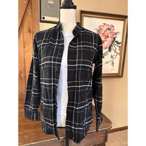 Old Navy Plaid Kids 100% Cotton Flannel Shirt Size XL (14–16) Black & White